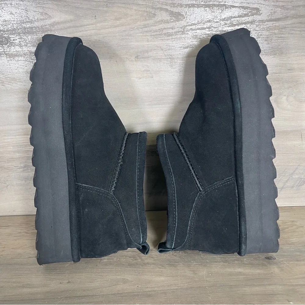 Bearpaw Womens‎ 9 Black Retro Platform Super Shorty Suede Pull On Fur Booties - Picture 9 of 13